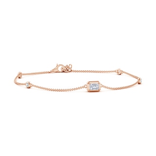 5x3mm GVS2 Emerald-Cut Diamond Station Bracelet with Bezel-Set Accents in Rose Gold