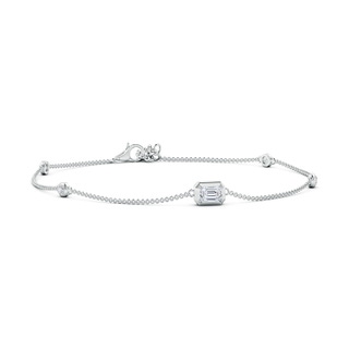 5x3mm HSI2 Emerald-Cut Diamond Station Bracelet with Bezel-Set Accents in White Gold