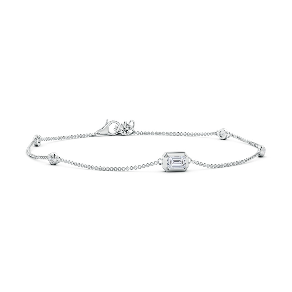 5x3mm HSI2 Emerald-Cut Diamond Station Bracelet with Bezel-Set Accents in White Gold 