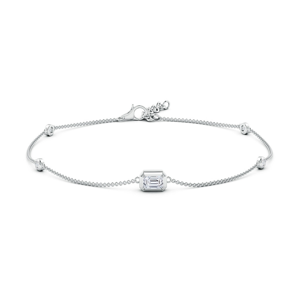 5x3mm HSI2 Emerald-Cut Diamond Station Bracelet with Bezel-Set Accents in White Gold Side-1