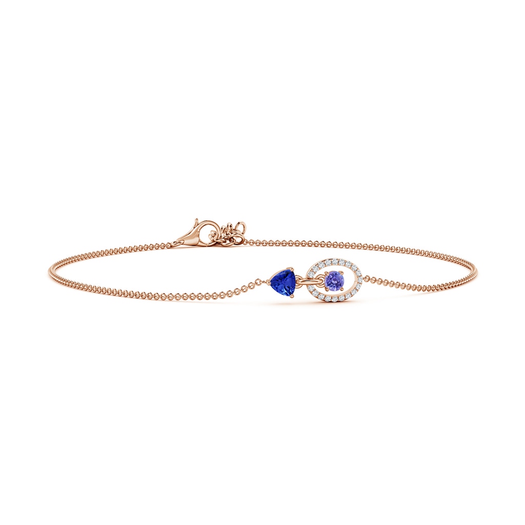 4mm AAA Round & Trillion Tanzanite Sagittarius Two Stone Bracelet in Rose Gold