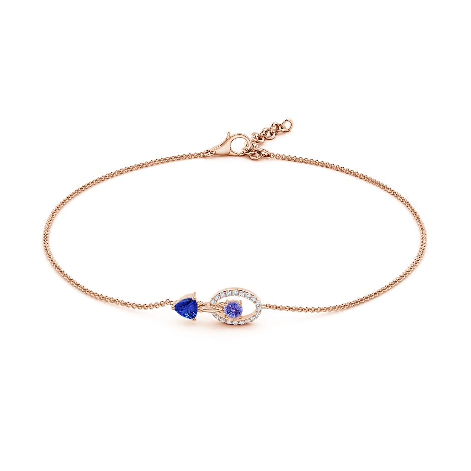 4mm AAA Round & Trillion Tanzanite Sagittarius Two Stone Bracelet in Rose Gold side-1