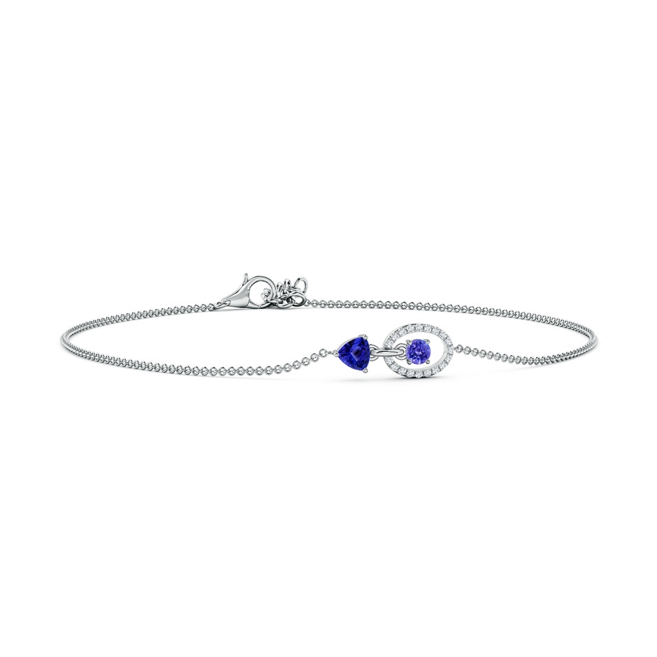 4mm AAAA Round & Trillion Tanzanite Sagittarius Two Stone Bracelet in White Gold 