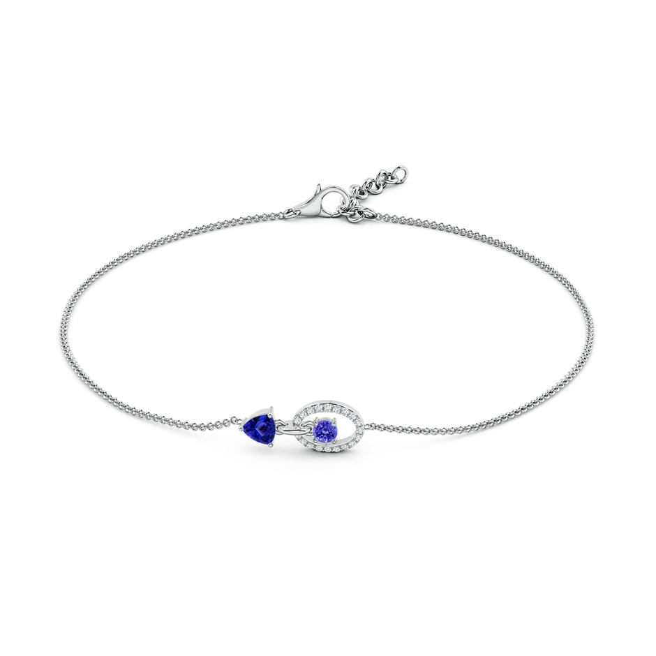 4mm AAAA Round & Trillion Tanzanite Sagittarius Two Stone Bracelet in White Gold side-1