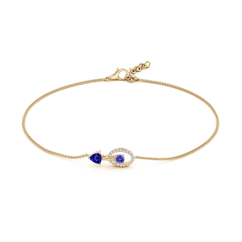 4mm AAAA Round & Trillion Tanzanite Sagittarius Two Stone Bracelet in Yellow Gold side-1