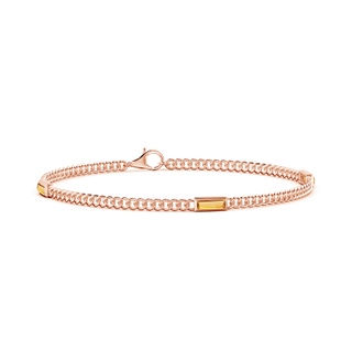 6x2mm A Bezel-Set Baguette Citrine Three Stone Curb Link Chain Bracelet in 10K Rose Gold