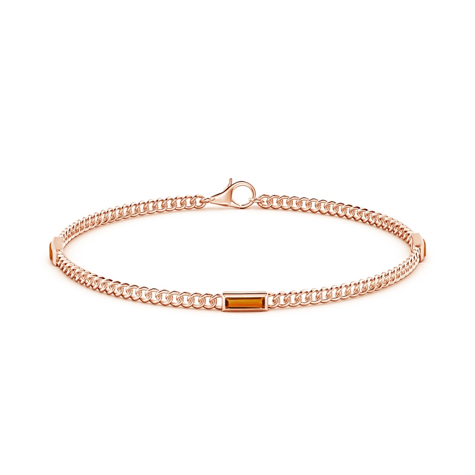 6x2mm AAAA Bezel-Set Baguette Citrine Three Stone Curb Link Chain Bracelet in Rose Gold side 199