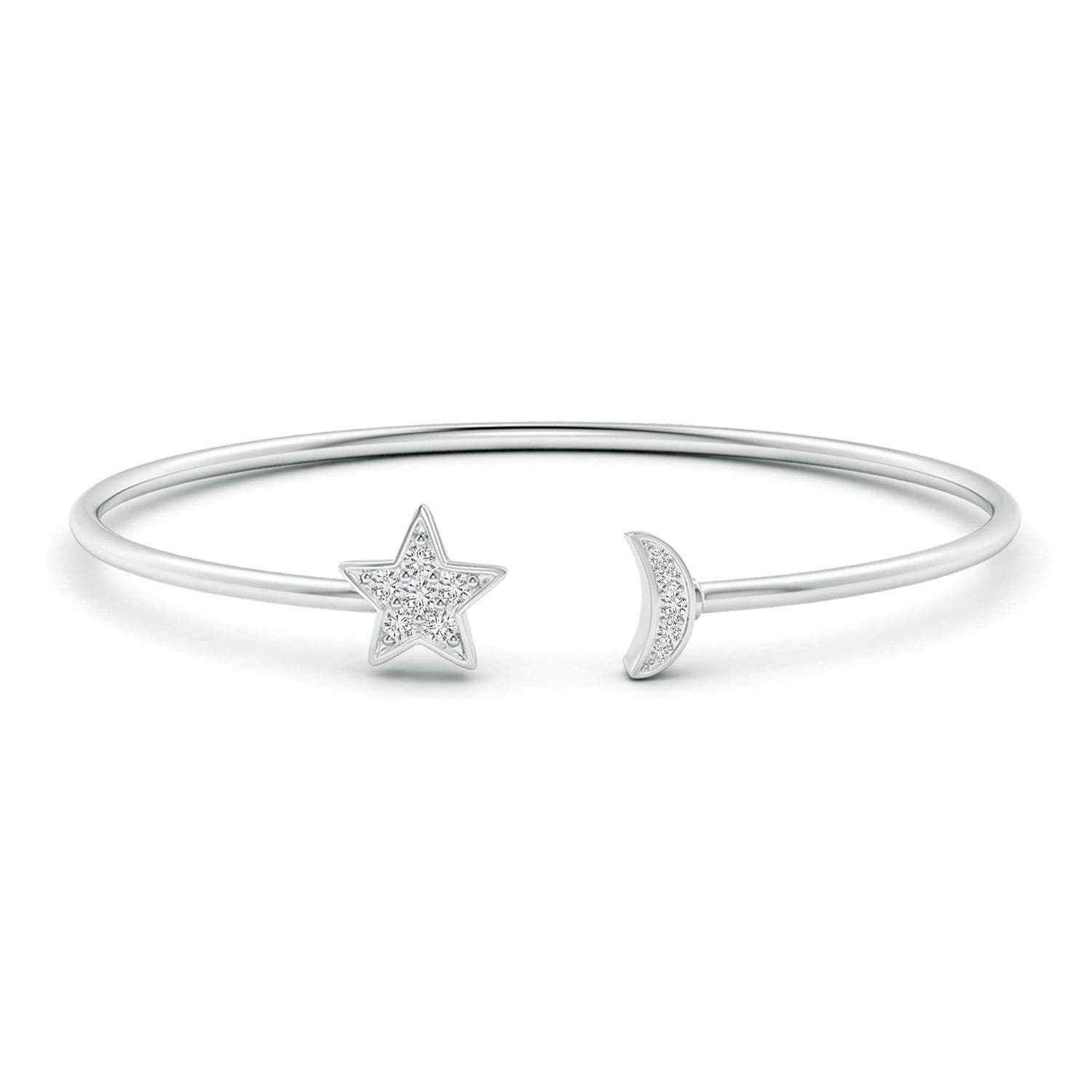 2.25mm HSI2 Pave-Set Diamond Star and Moon Flex Bangle in White Gold
