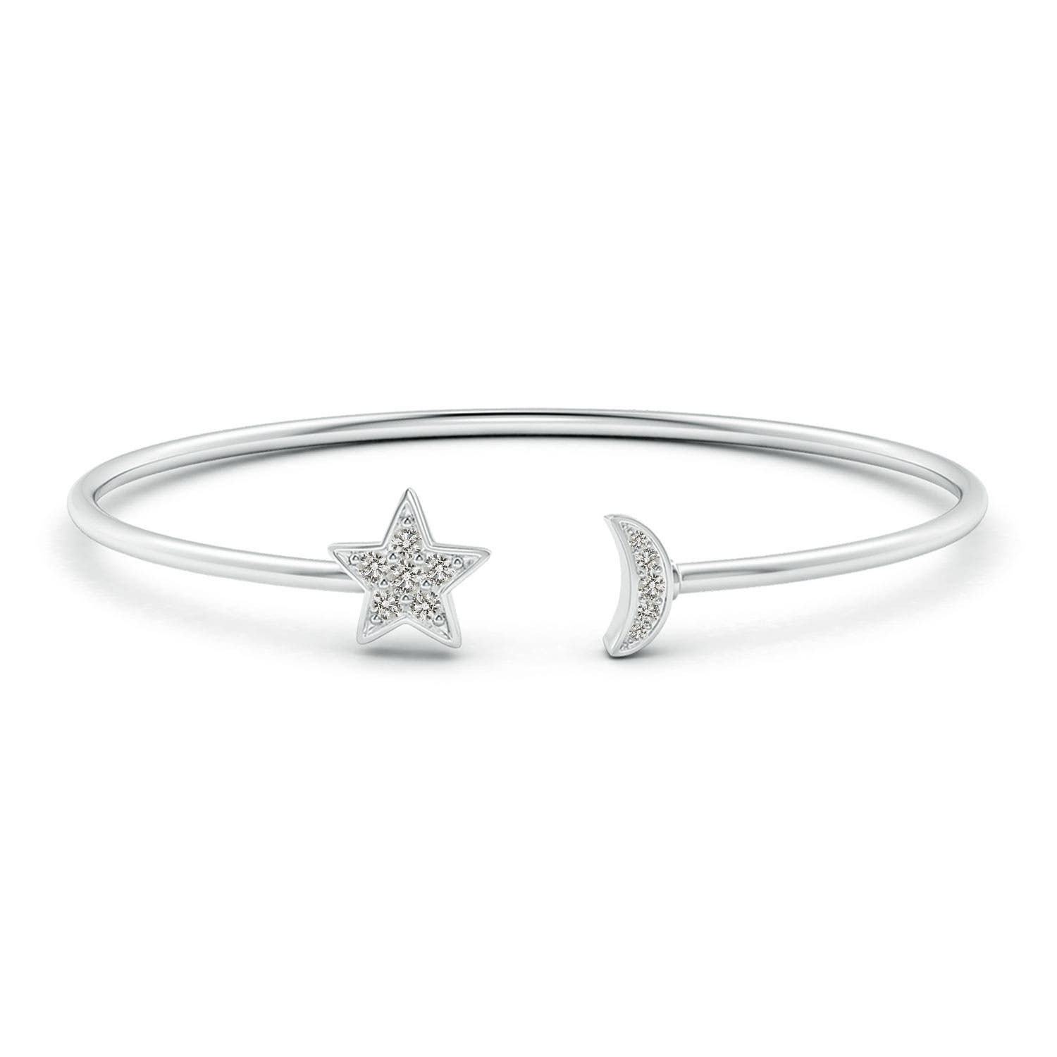 2.25mm KI3 Pave-Set Diamond Star and Moon Flex Bangle in White Gold - side 1