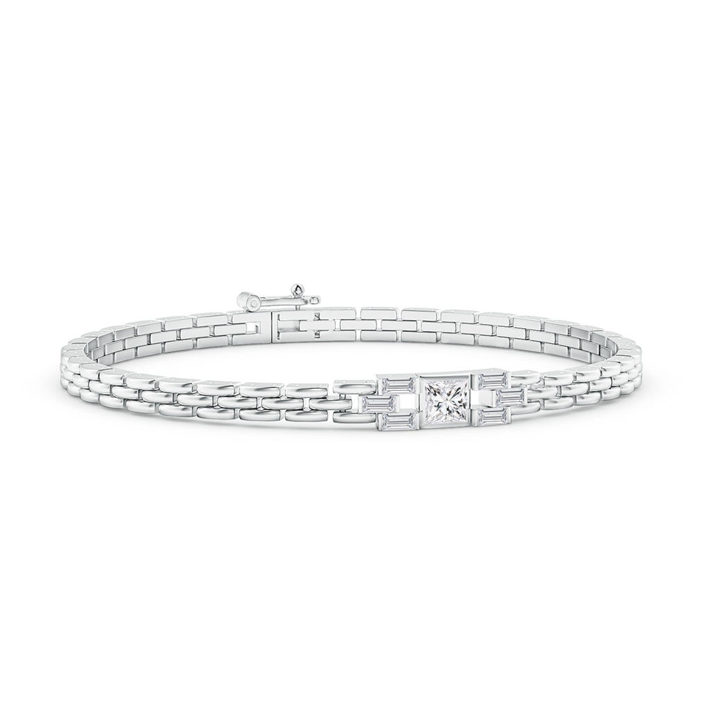 4mm HSI2 Princess & Baguette Diamond Rectangle Link Bracelet in White Gold