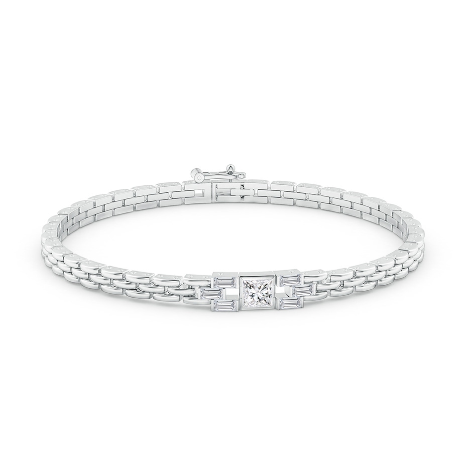 4mm HSI2 Princess & Baguette Diamond Rectangle Link Bracelet in White Gold side-1