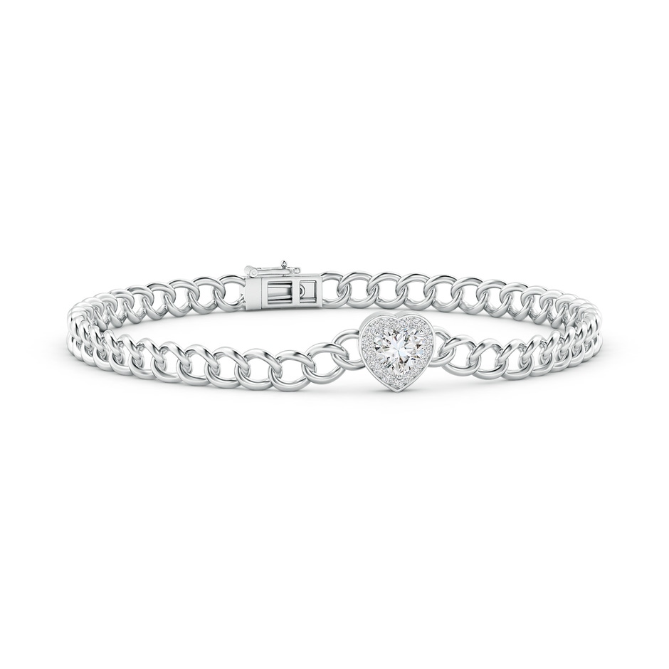 5mm HSI2 Heart Diamond Halo Curb Link Chain Bracelet in White Gold 