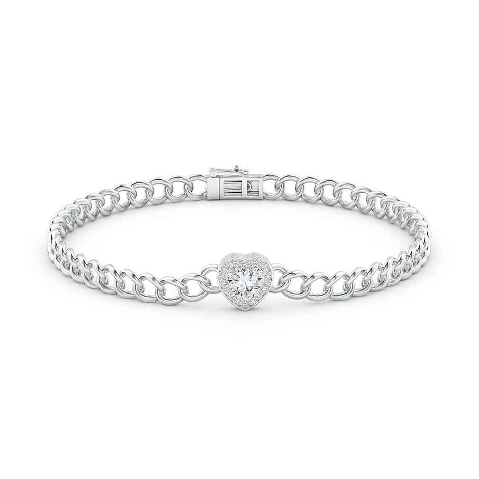 5mm HSI2 Heart Diamond Halo Curb Link Chain Bracelet in White Gold Side-1