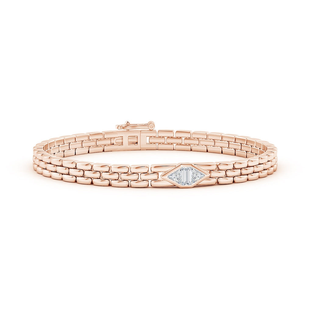 4mm GVS2 Bezel-Set Triangle and Baguette Diamond Bracelet in Rose Gold