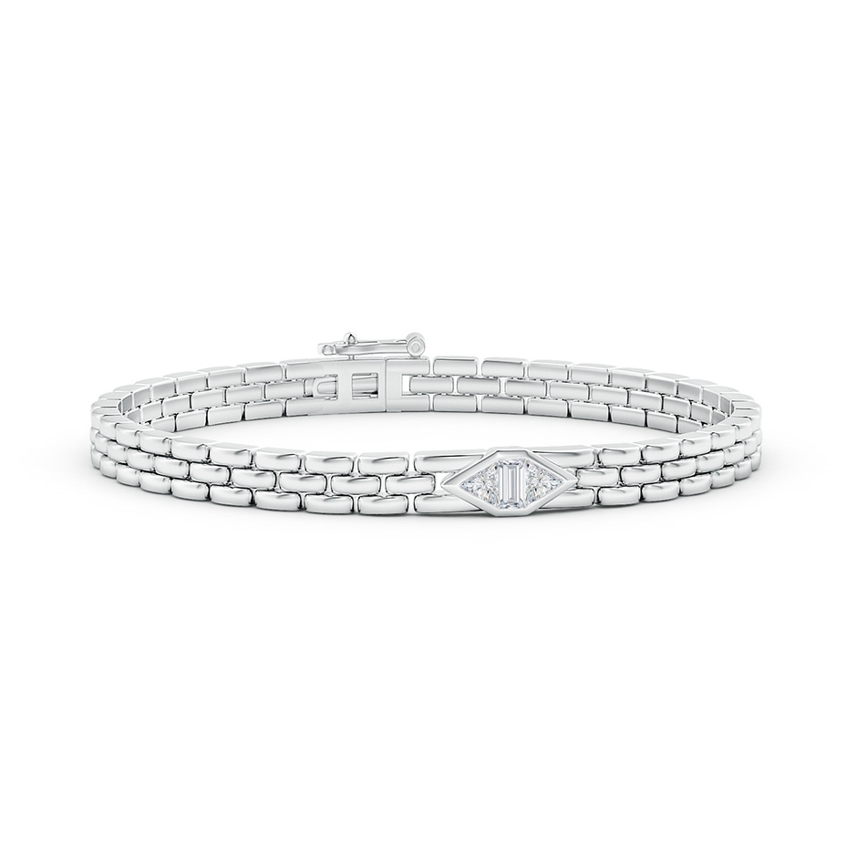 4mm GVS2 Bezel-Set Triangle and Baguette Diamond Bracelet in White Gold 