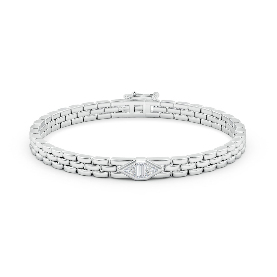 4mm GVS2 Bezel-Set Triangle and Baguette Diamond Bracelet in White Gold side-1