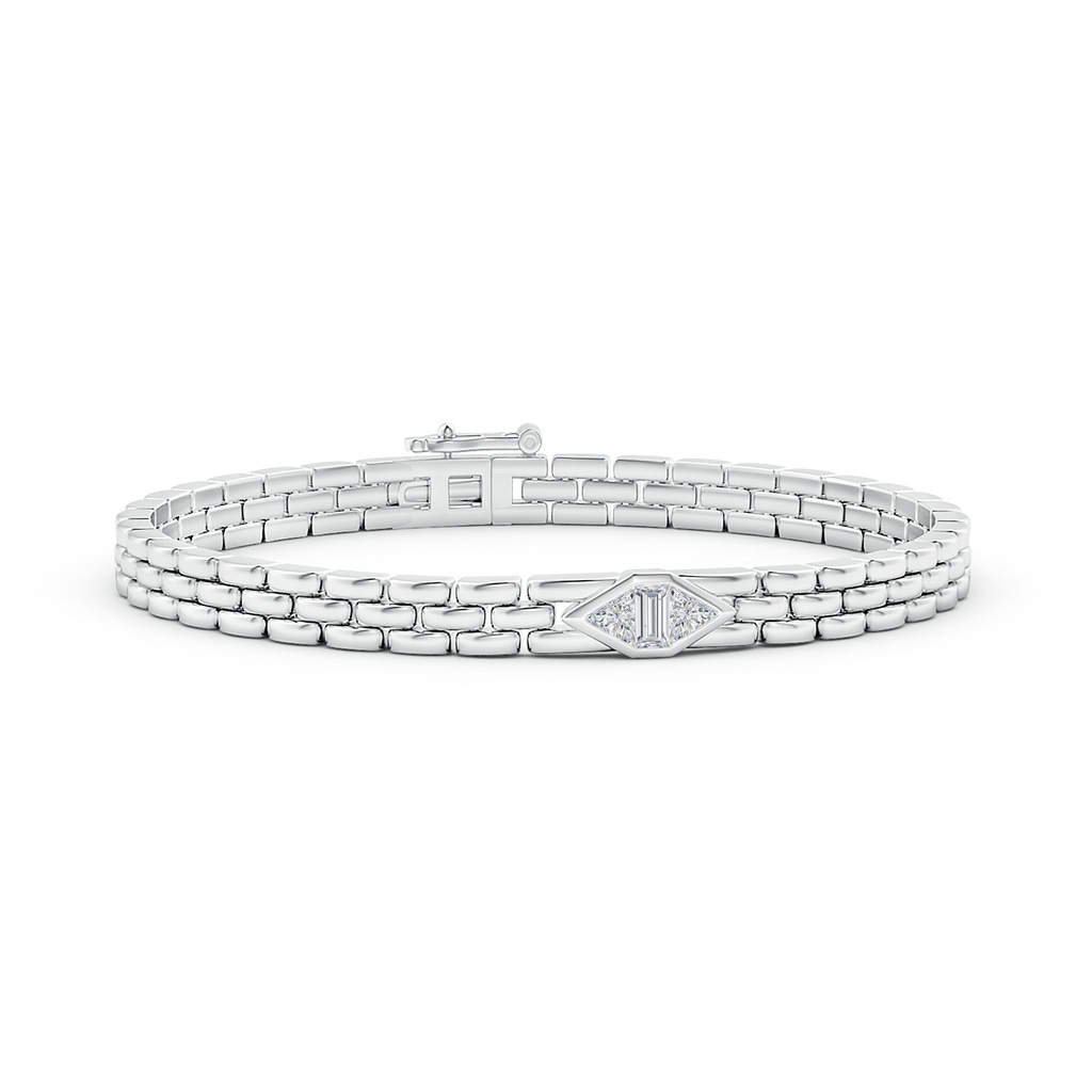 4mm HSI2 Bezel-Set Triangle and Baguette Diamond Bracelet in White Gold