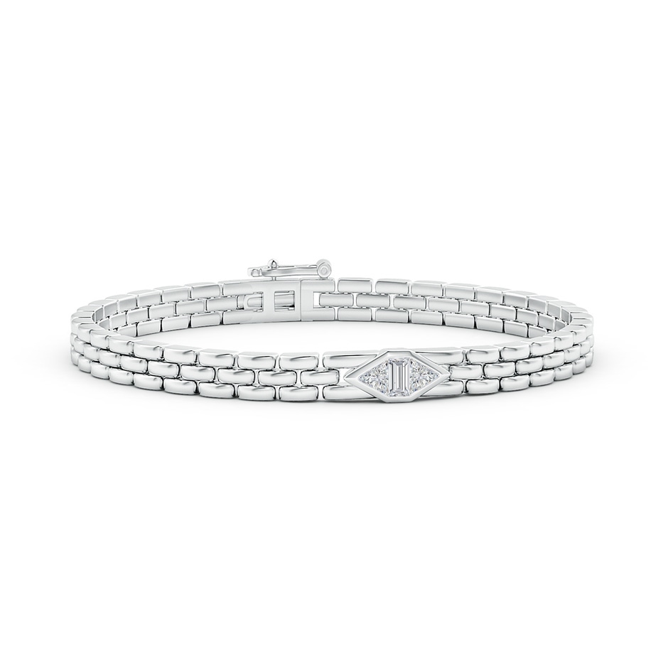 4mm HSI2 Bezel-Set Triangle and Baguette Diamond Bracelet in White Gold 