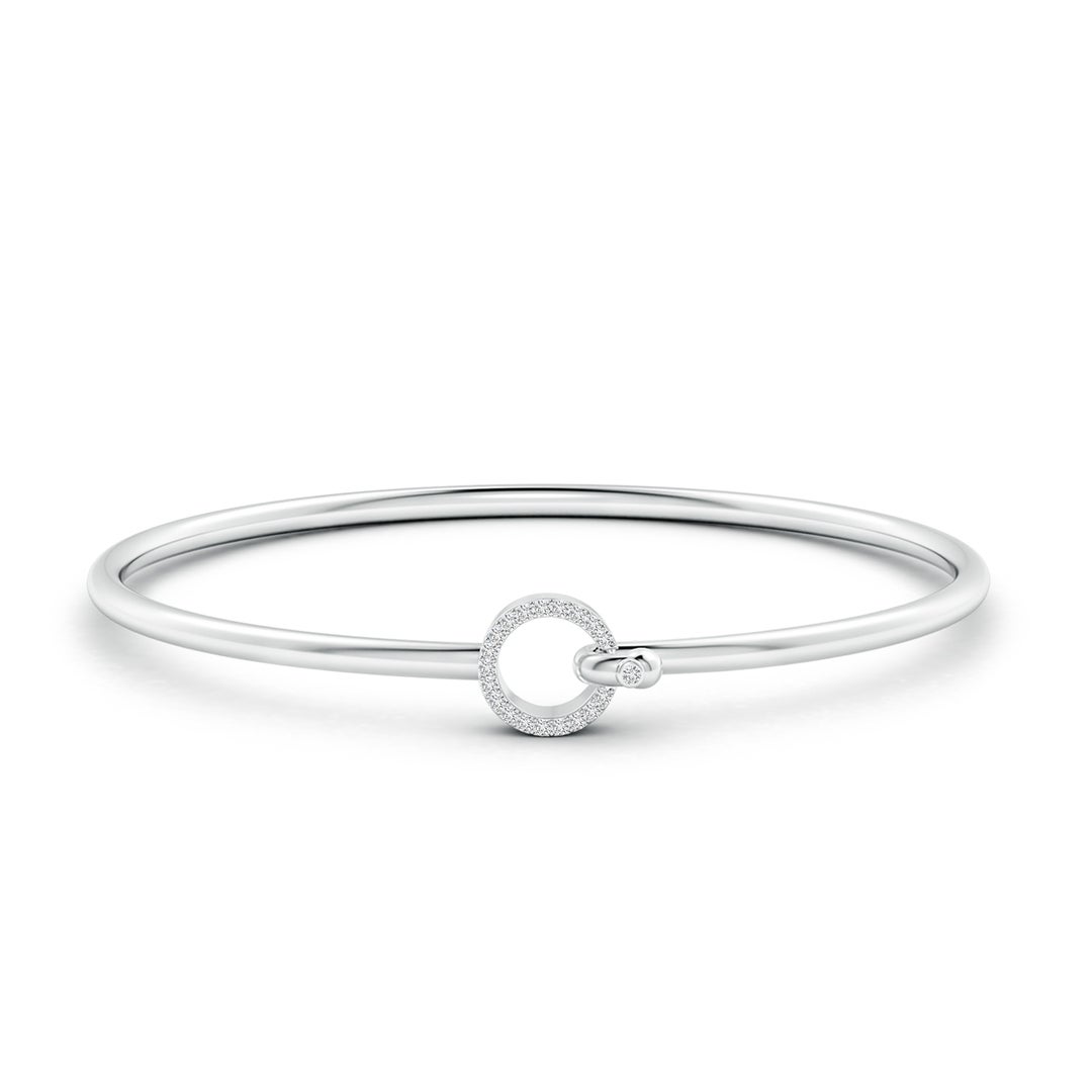 1.3mm HSI2 Diamond Open Circle Hook & Eye Flex Bracelet in White Gold - side 1
