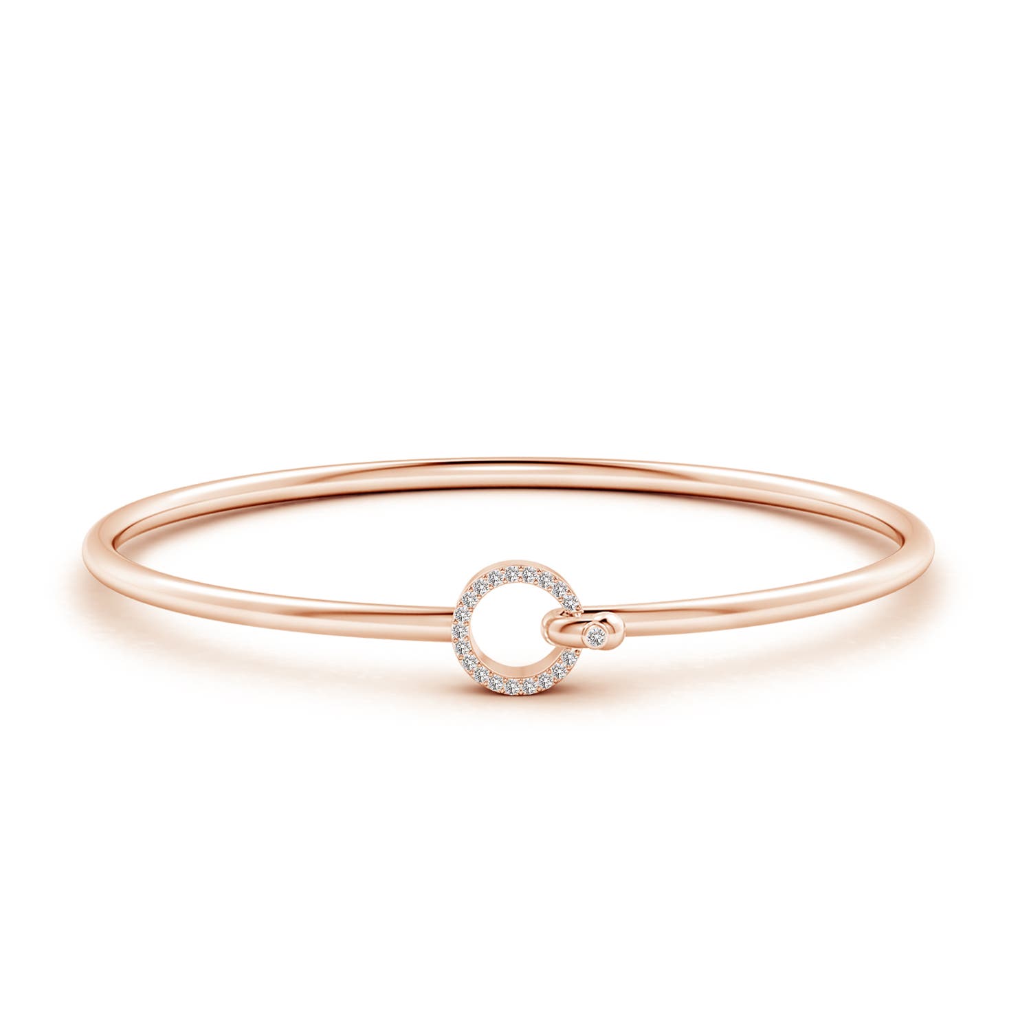 1.3mm IJI1I2 Diamond Open Circle Hook & Eye Flex Bracelet in Rose Gold - side 1