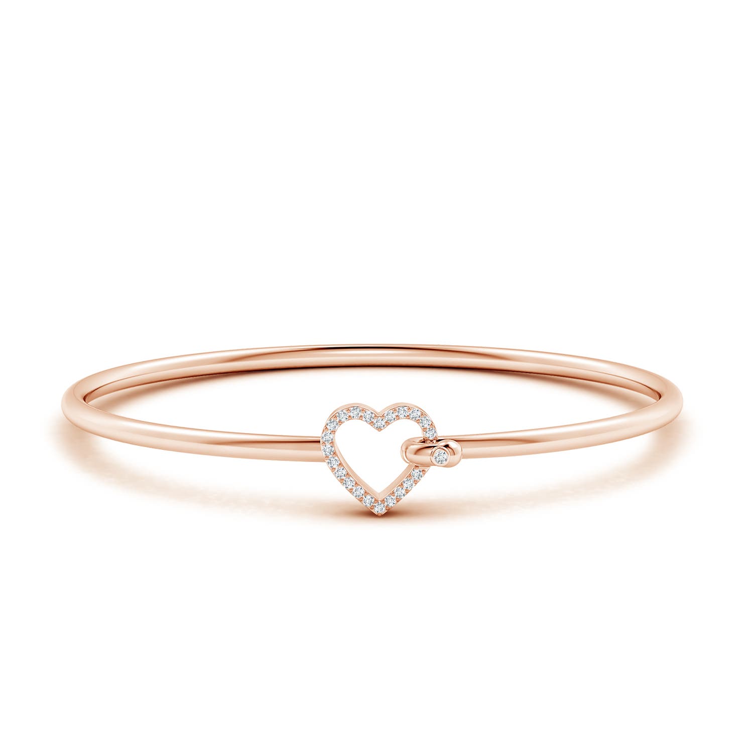 1.3mm GVS2 Diamond Open Heart Hook & Eye Flex Bracelet in Rose Gold - side 1