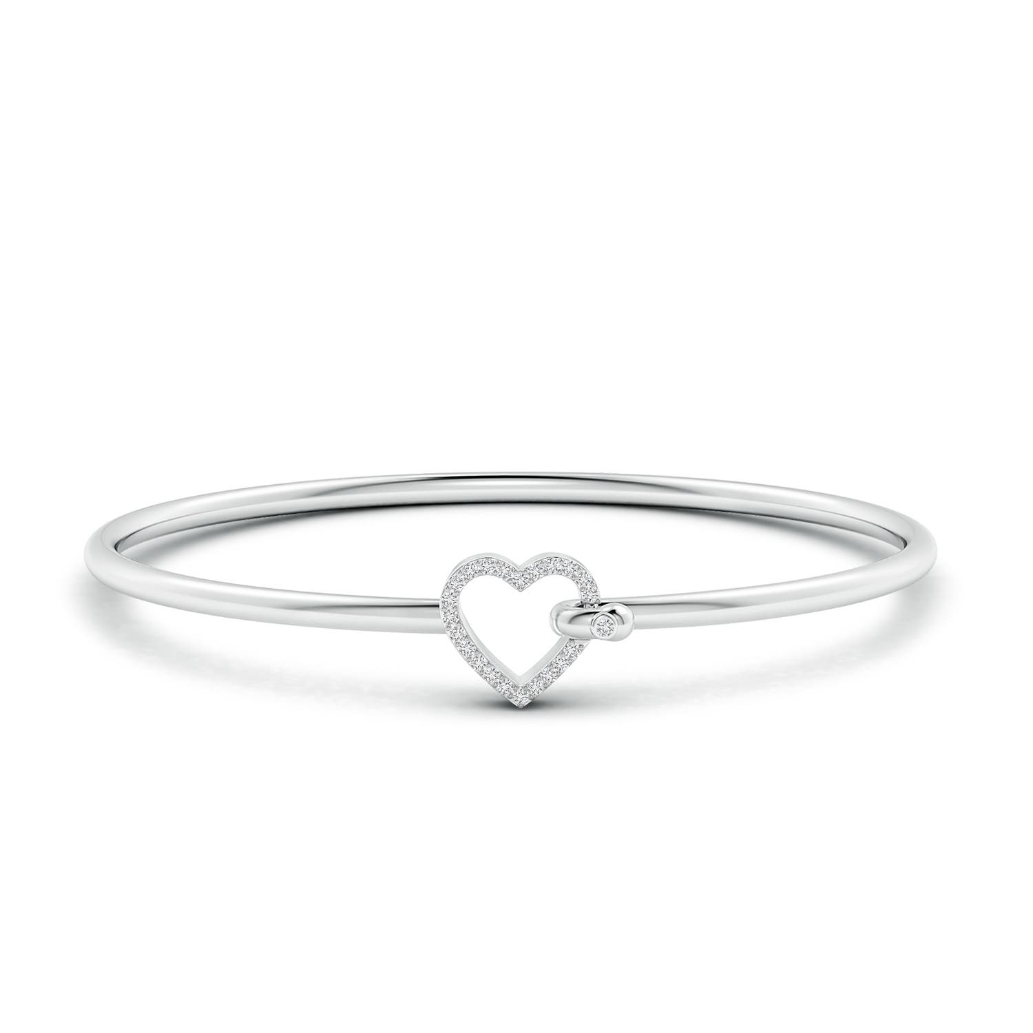 1.3mm HSI2 Diamond Open Heart Hook & Eye Flex Bracelet in White Gold