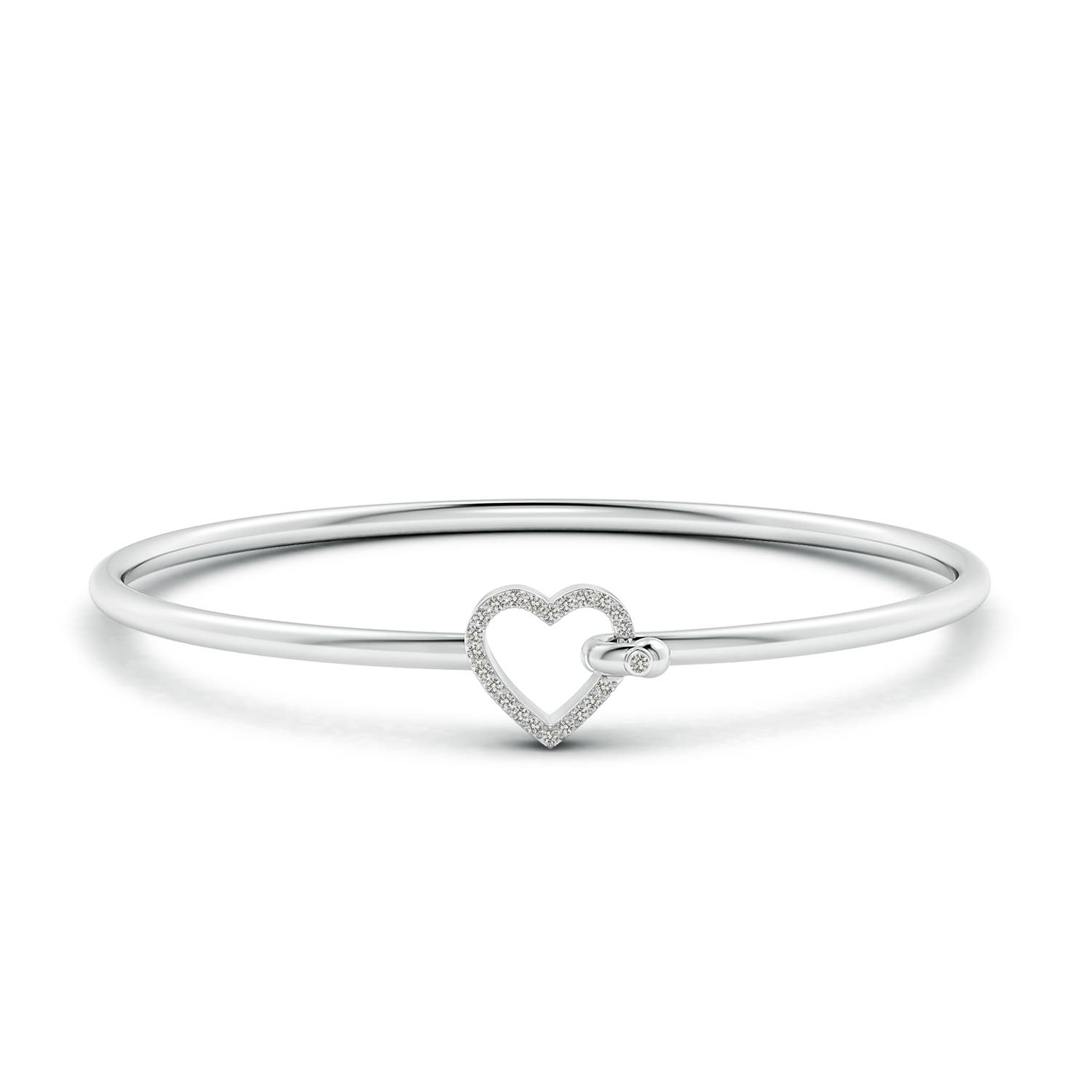 1.3mm KI3 Diamond Open Heart Hook & Eye Flex Bracelet in White Gold - side 1