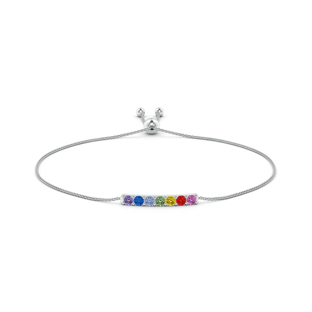 3mm AAA Spectra Prong-Set Round Multi-Sapphire Bar Bolo Bracelet in White Gold Side-1