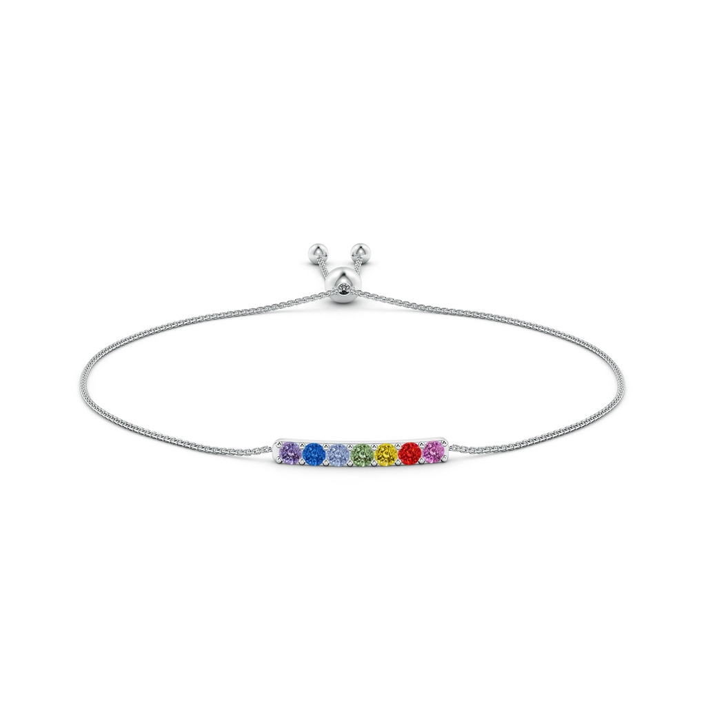 3mm AAA Spectra Prong-Set Round Multi-Sapphire Bar Bolo Bracelet in White Gold - side_1