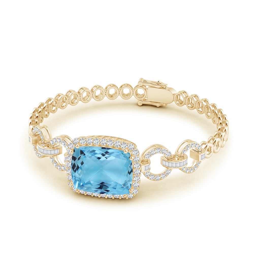 16.79x13.55x10.14mm AA GIA Certified Rectangular Cushion Aquamarine Multi-Link Bracelet With Halo in Yellow Gold - side 199