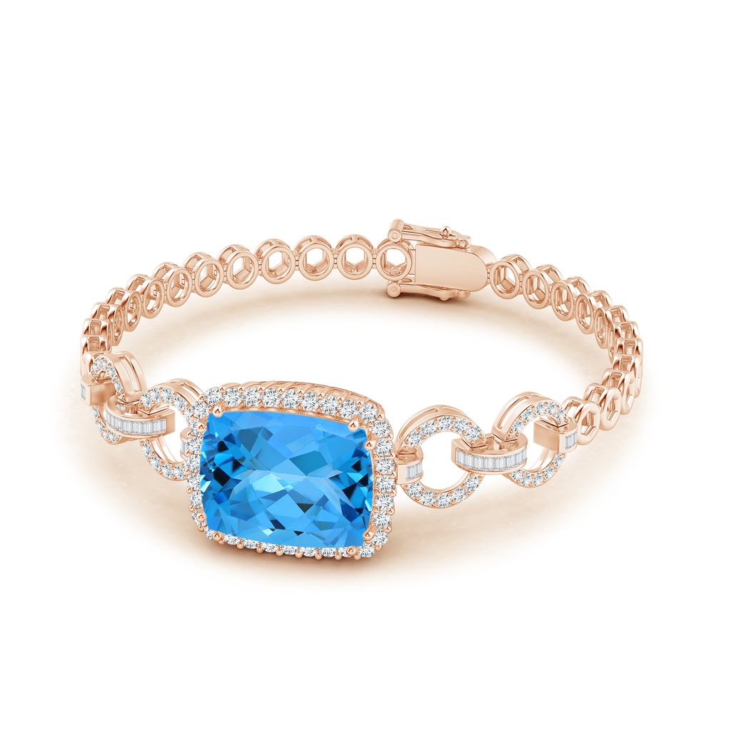 16.07x12.01x7.75mm AAA GIA Certified Rectangular Cushion Swiss Blue Topaz Multi-Link Bracelet With Halo in Rose Gold Side 199