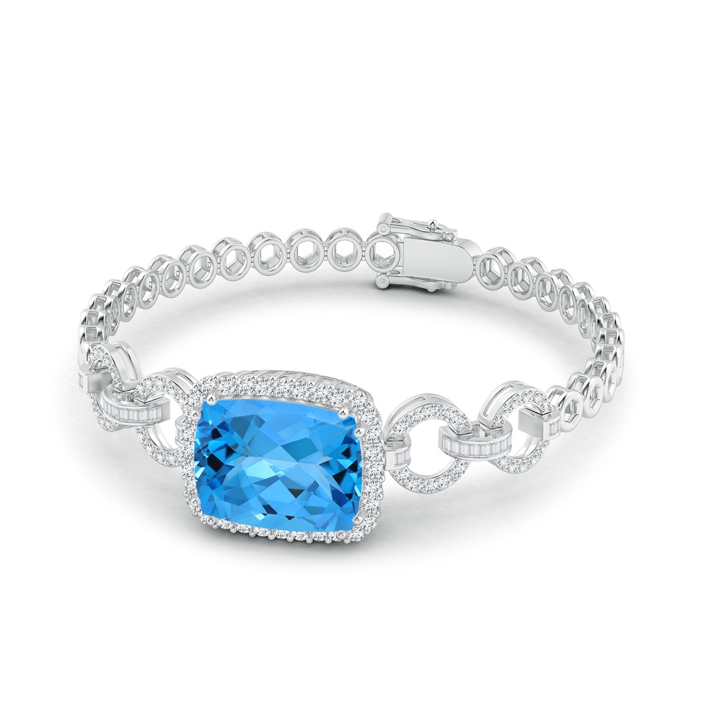 16.07x12.01x7.75mm AAA GIA Certified Rectangular Cushion Swiss Blue Topaz Multi-Link Bracelet With Halo in White Gold Side 199