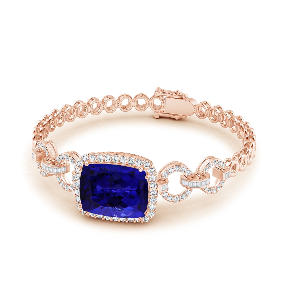 16.50x11.64x8.75mm AAAA GIA Certified Rectangular Cushion Tanzanite Multi-Link Bracelet With Halo in 18K Rose Gold Side 199