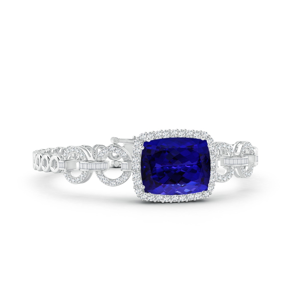 16.50x11.64x8.75mm AAAA GIA Certified Rectangular Cushion Tanzanite Multi-Link Bracelet With Halo in White Gold