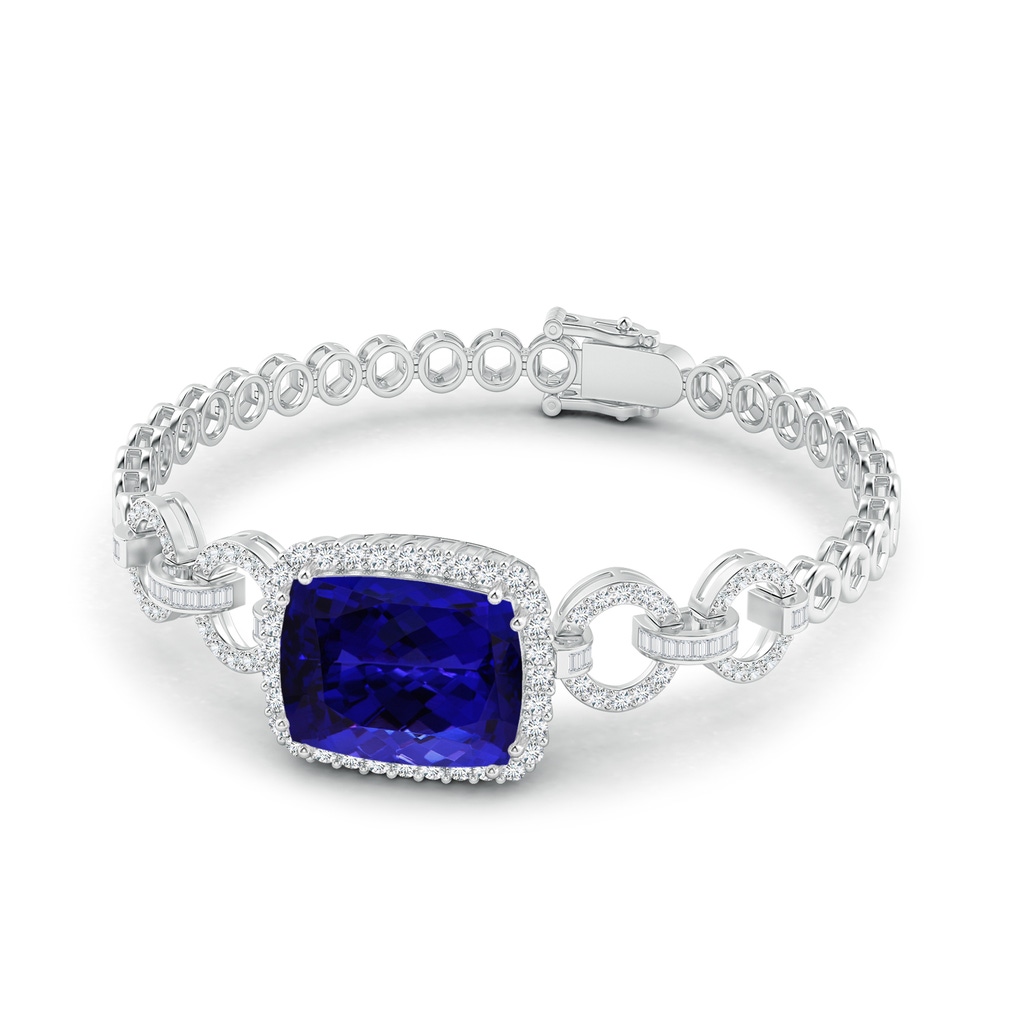 16.50x11.64x8.75mm AAAA GIA Certified Rectangular Cushion Tanzanite Multi-Link Bracelet With Halo in White Gold Side 199