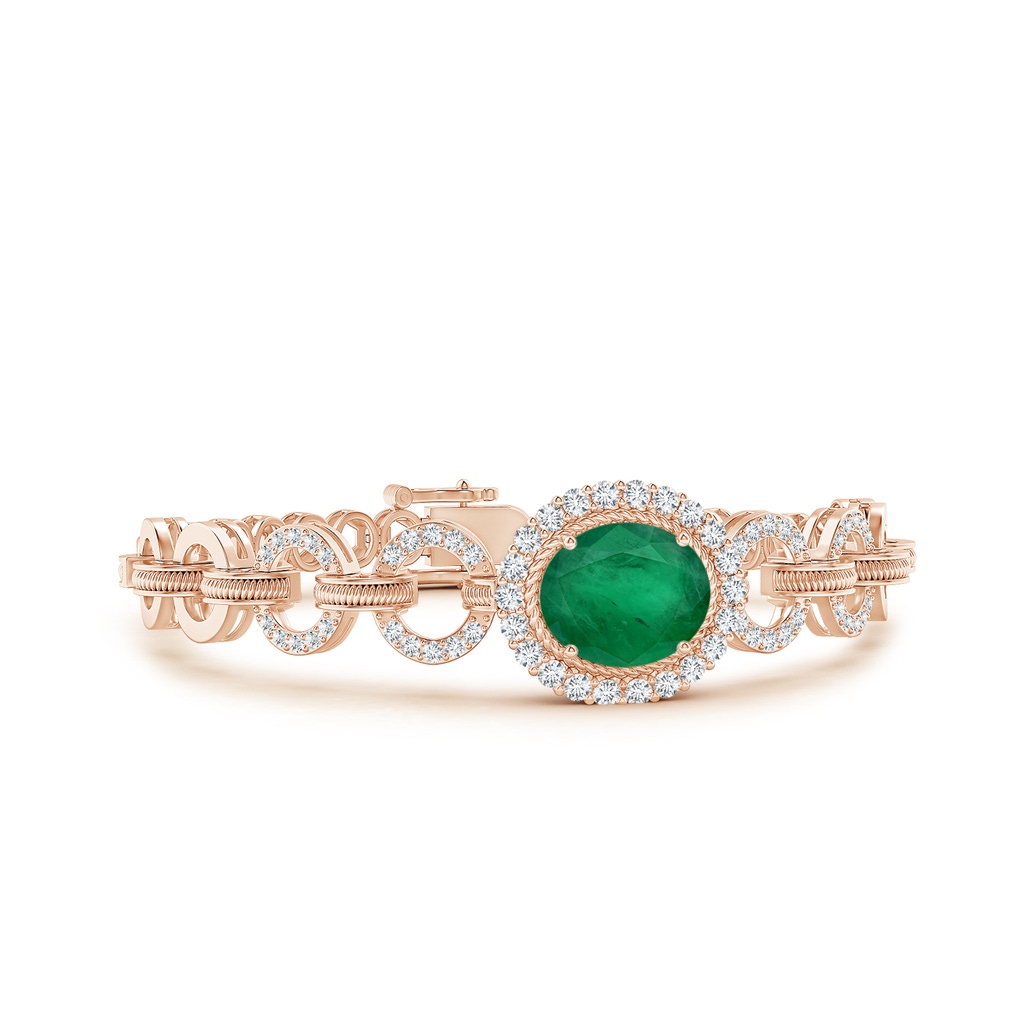 12.02x9.84x6.76mm A GIA Certified East-West Oval Emerald Stackable Halo Bracelet in Rose Gold