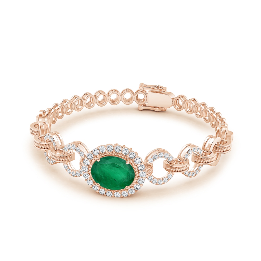 12.02x9.84x6.76mm A GIA Certified East-West Oval Emerald Stackable Halo Bracelet in Rose Gold Side 199