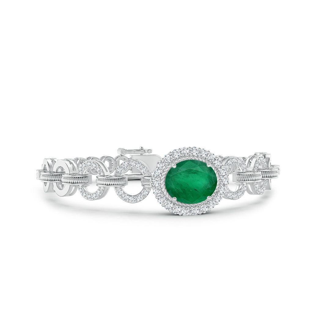 12.02x9.84x6.76mm A GIA Certified East-West Oval Emerald Stackable Halo Bracelet in White Gold