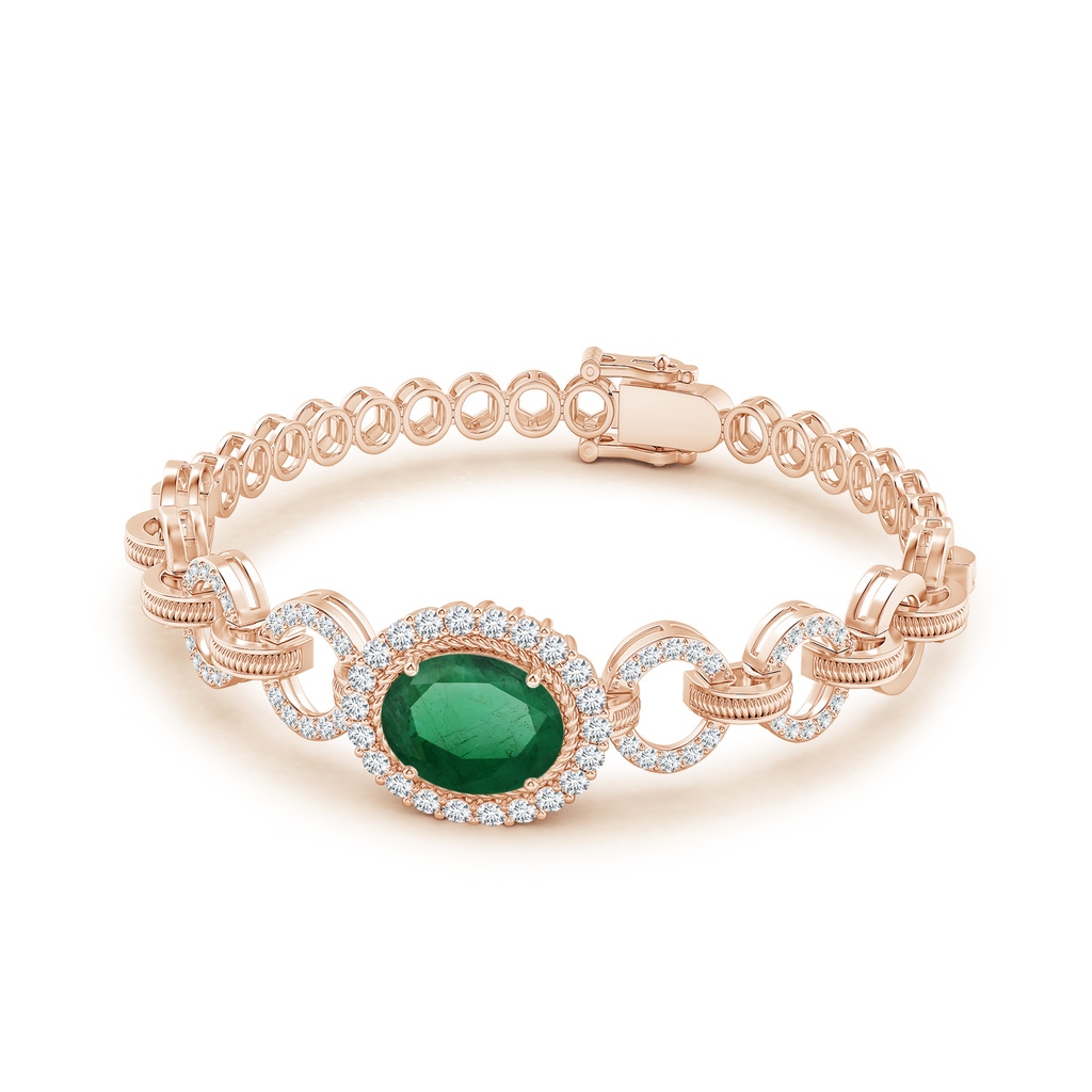 12.41x9.54x4.78mm A GIA Certified East-West Oval Emerald Stackable Halo Bracelet in Rose Gold - side 199