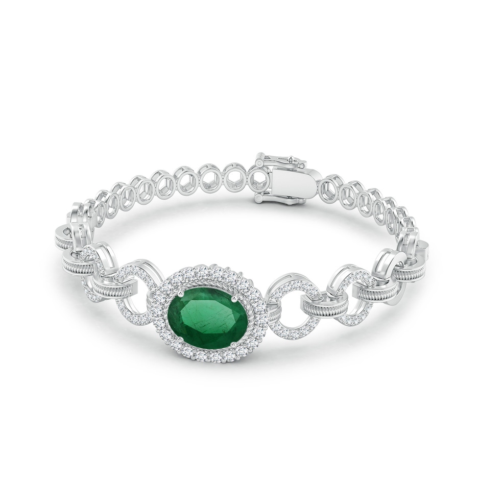 12.41x9.54x4.78mm A GIA Certified East-West Oval Emerald Stackable Halo Bracelet in White Gold side 199