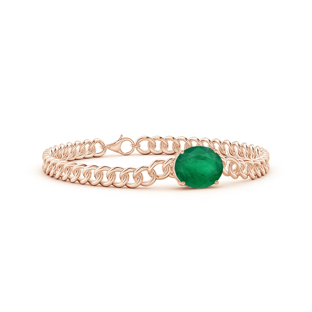 12.02x9.84x6.76mm A GIA Certified East-West Oval Emerald Stackable Bracelet in Rose Gold