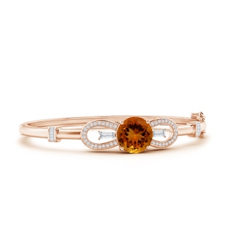 12.12x12.09x8.03mm AAA GIA Certified Round Citrine Infinity Bangle Bracelet in 9K Rose Gold