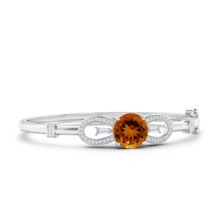 12.12x12.09x8.03mm AAA GIA Certified Round Citrine Infinity Bangle Bracelet in White Gold