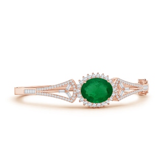 14.61x11.26x6.75mm AA Art Deco-Style GIA Certified Oval Emerald Halo Bangle Bracelet in 18K Rose Gold