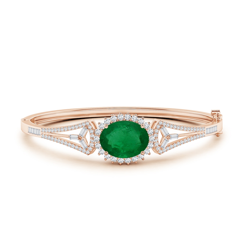 14.61x11.26x6.75mm AA Art Deco-Style GIA Certified Oval Emerald Halo Bangle Bracelet in Rose Gold Side 199