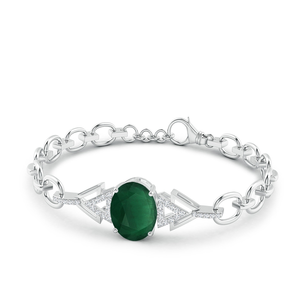 14.34x10.52x5.34mm AA GIA Certified Oval Emerald Intersecting Triangle Bracelet in White Gold - side 199