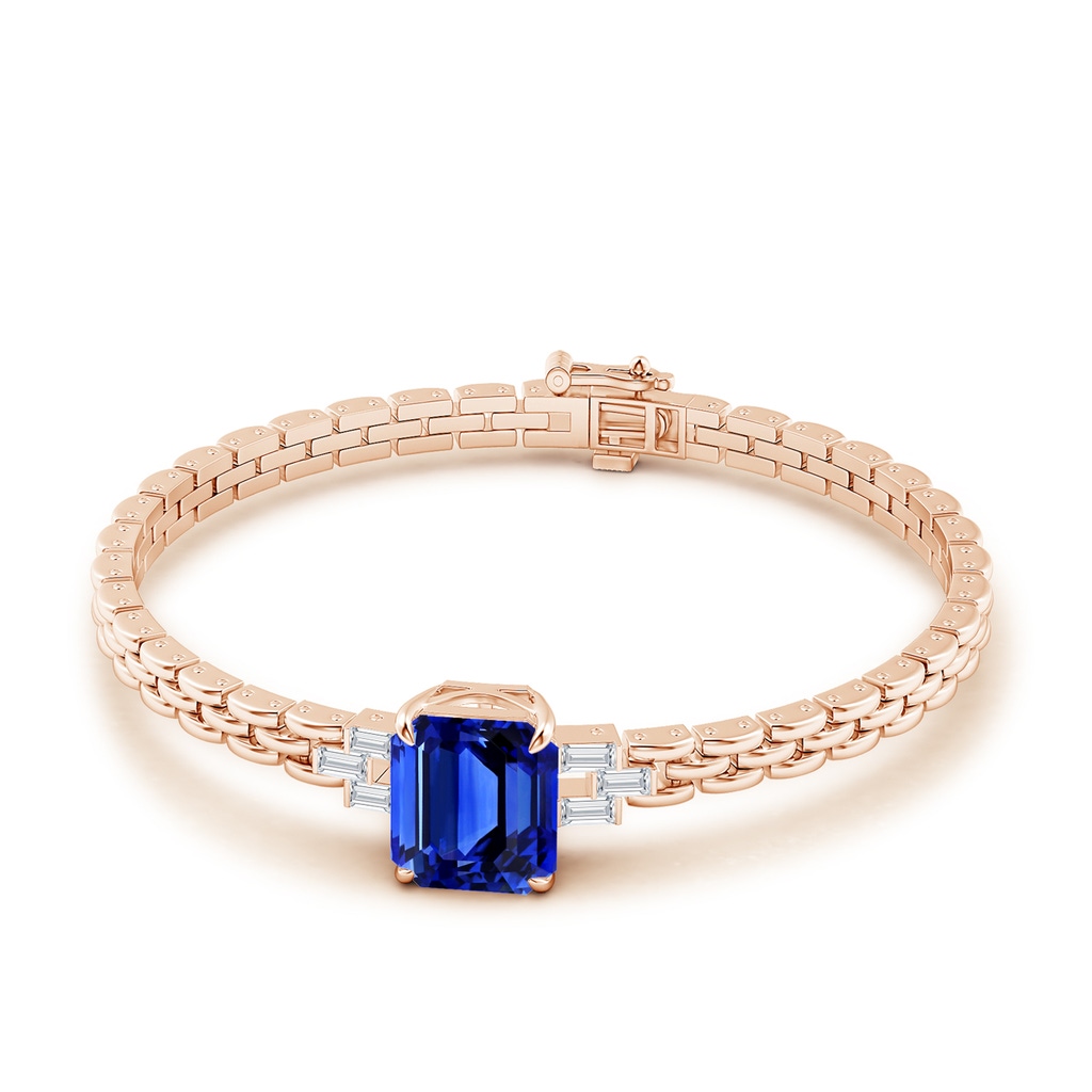 10.03x8.17x6.77mm AAA GIA Certified Octagonal Blue Sapphire Rectangle Link Chain Bracelet in Rose Gold - side 199