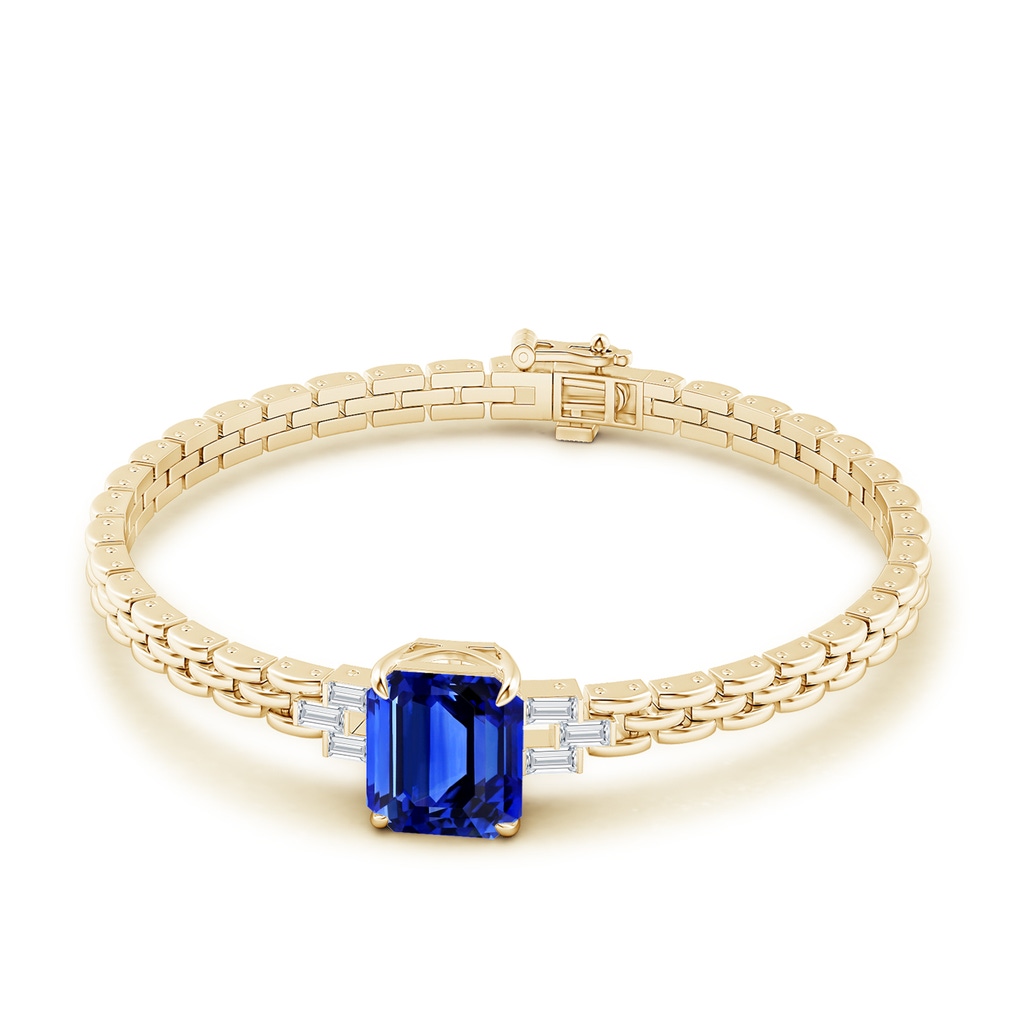 10.03x8.17x6.77mm AAA GIA Certified Octagonal Blue Sapphire Rectangle Link Chain Bracelet in Yellow Gold - side 199