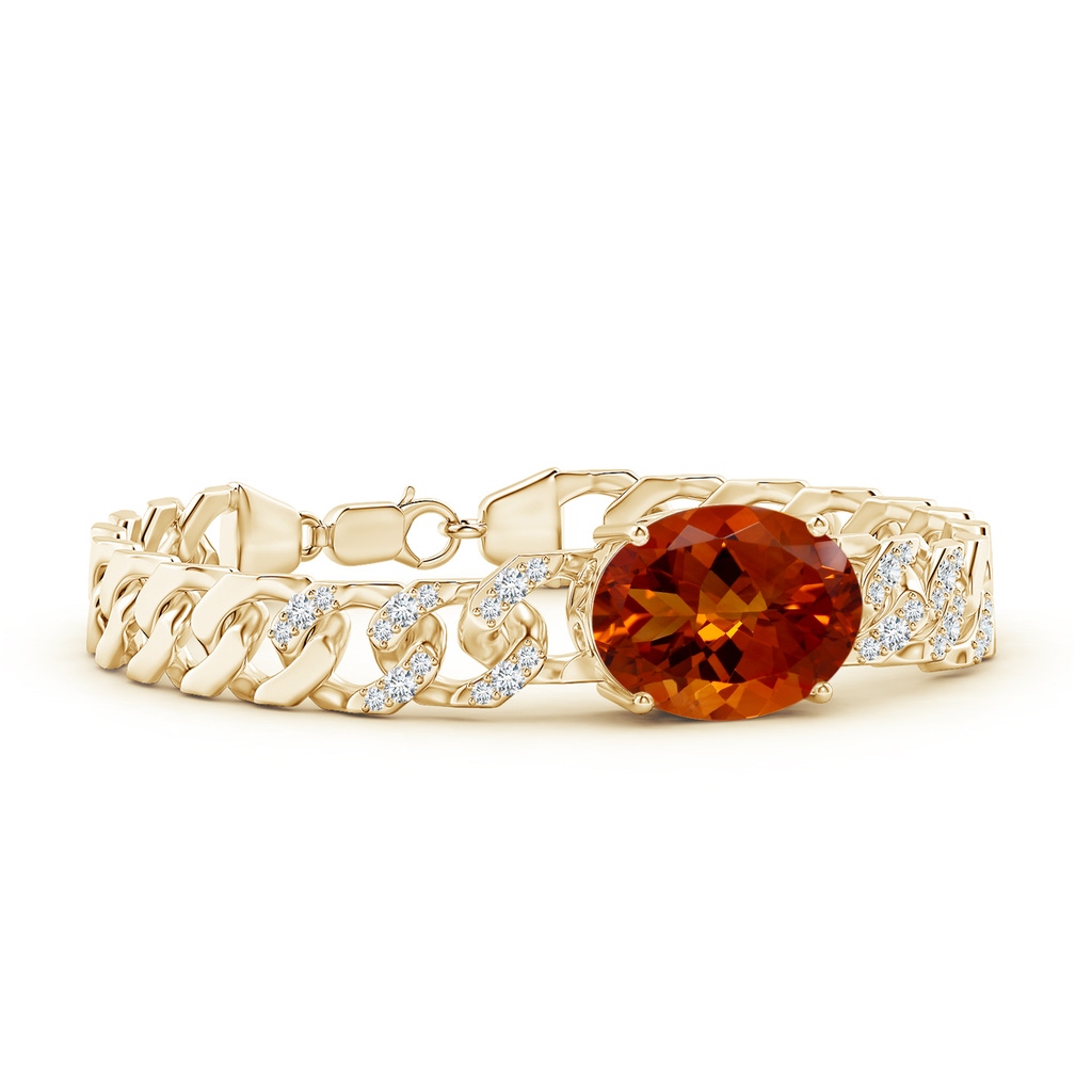 16.06x12.10x8.28mm A GIA Certified Oval Citrine Curb Chain Stackable Bracelet in Yellow Gold