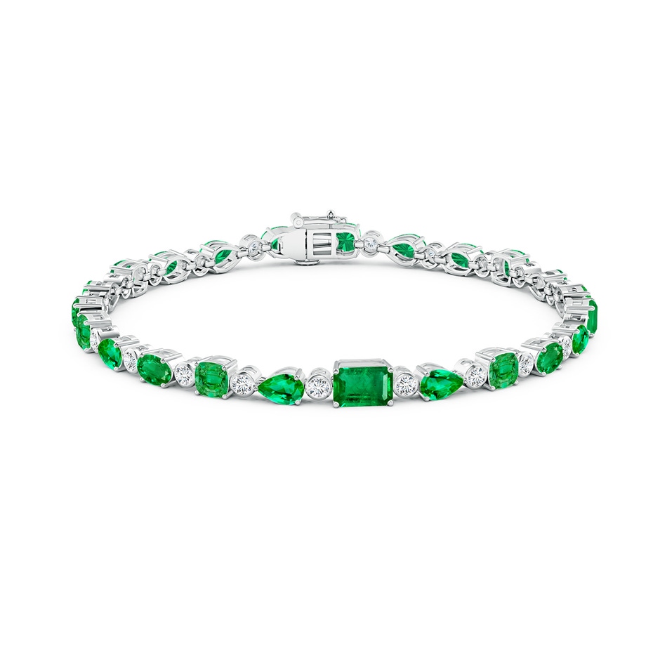 6x4mm AAA Emerald & Diamond Multi-Shape Tennis Bracelet in White Gold side 199